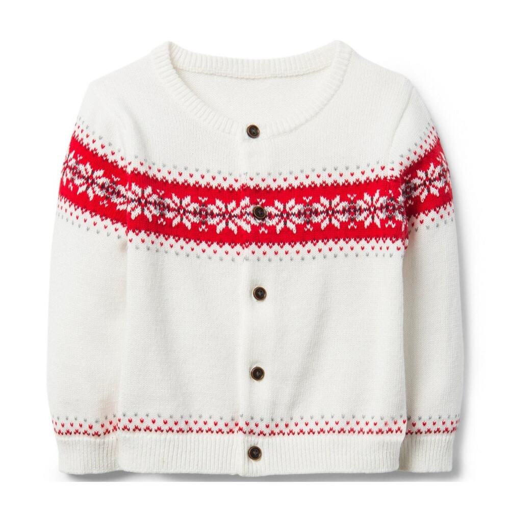 New janie and jack embroidered fair isle cardigan sweater 3-6 months